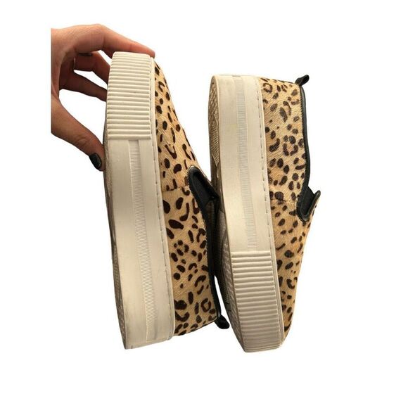 Halogen Animal Print Calf Hair Leopard Chunky Platform Slip On Leather Size 5 M - Picture 10 of 11